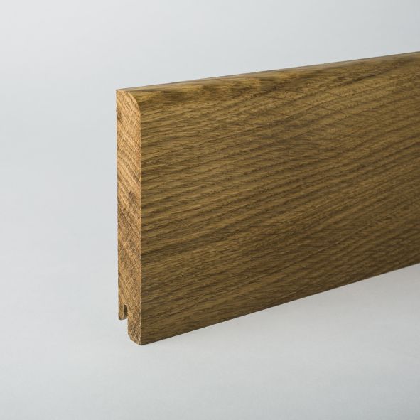 Plinthe en bois véritable avec arrondi bord avant 120mm chêne huilé