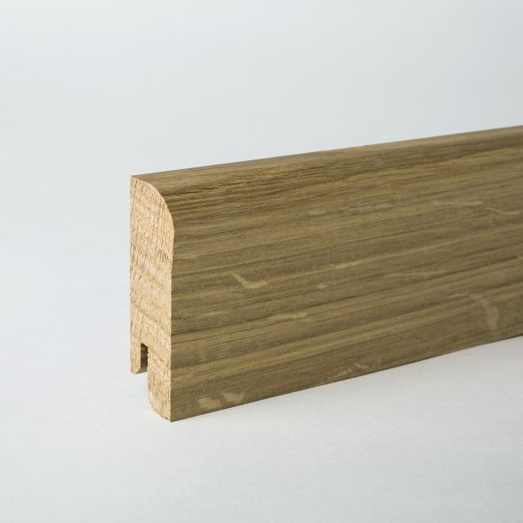 Plinthe en bois véritable avec arrondi bord avant 80mm chêne naturel