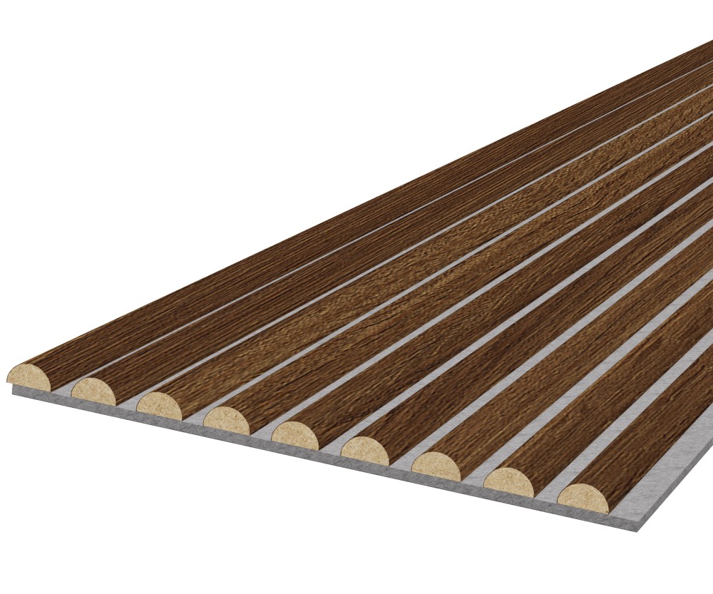 Échantillon WAVE - Chêne foncé - Feutre acoustique Gris