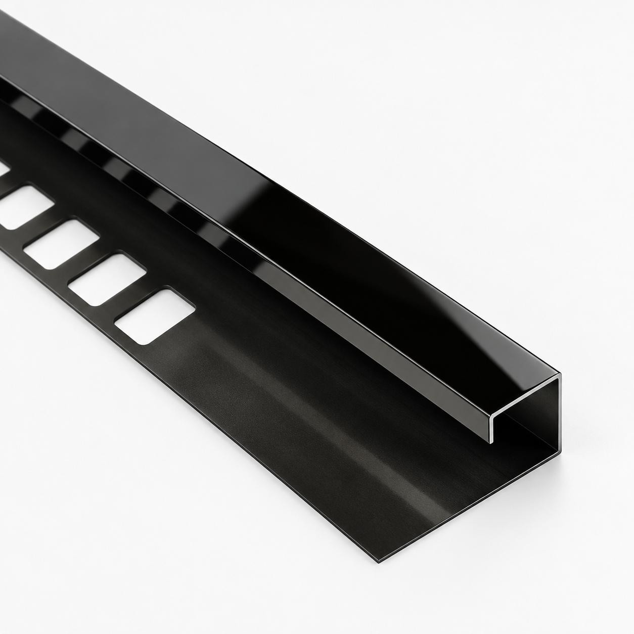 Perfil cuadrado de acero inoxidable «tipo Q» de 10 mm con ranura - Negro brillante
