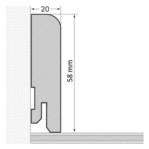 Plinthe en bois massif 58 mm arrondie - aulne huilé