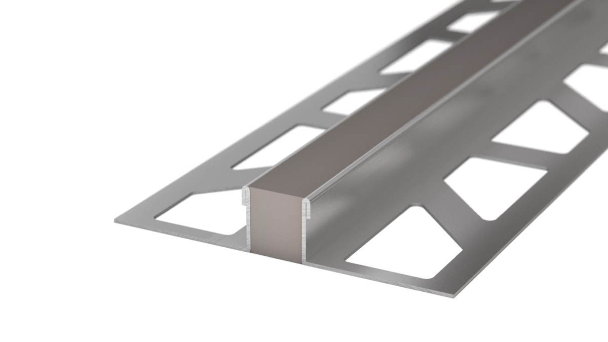 Joint de dilatation en acier inoxydable - joint EPDM - pour revêtements de 8mm - gris 2,5m