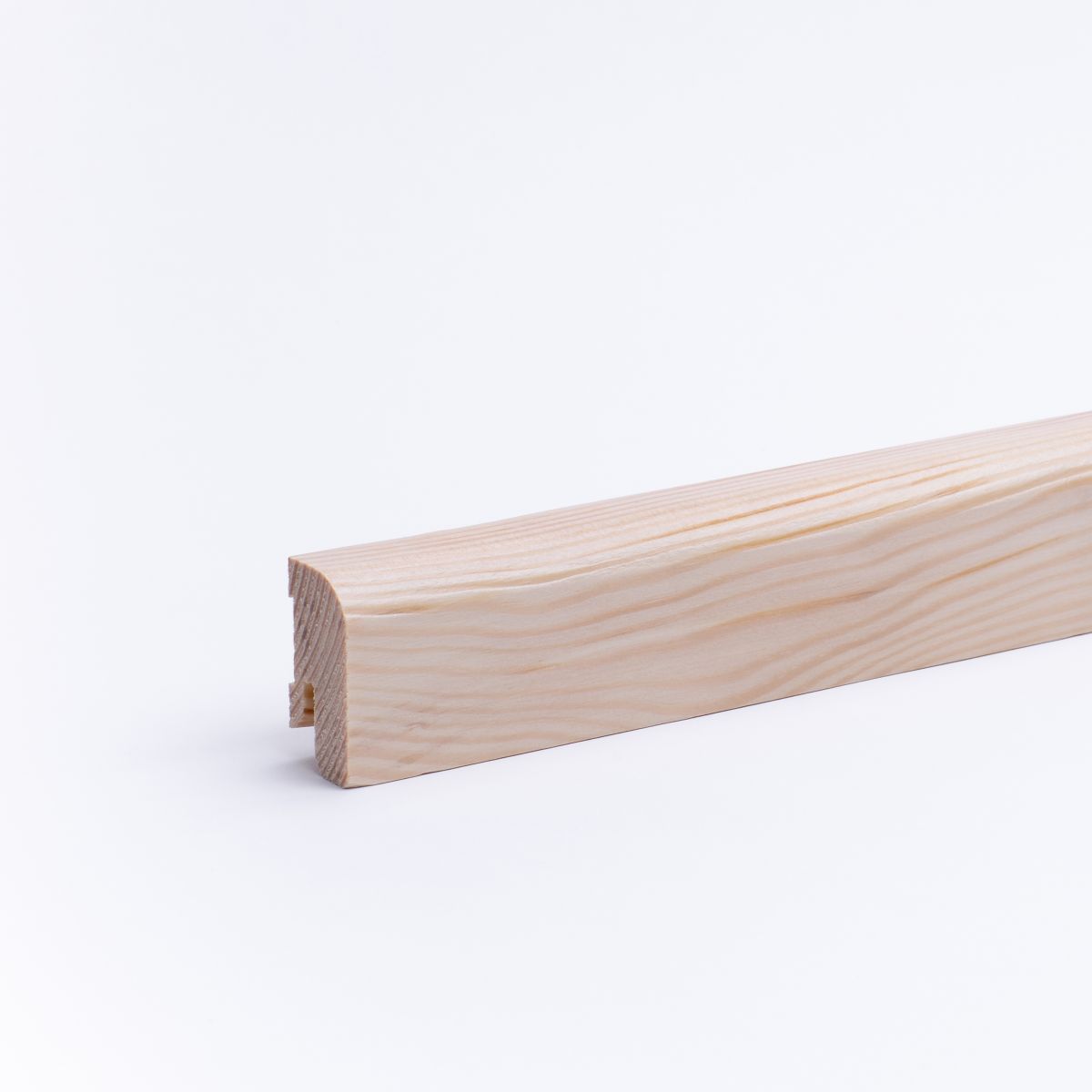 Plinthe en bois véritable avec arrondi bord avant 40 mm pin laqué