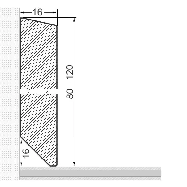 Massivholz-Sockelleiste 100x16mm abgeschrägt - Eiche roh