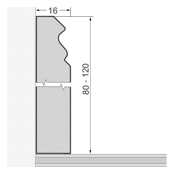 Plinthe en bois massif 120x16mm Profil berlinois - chêne laqué