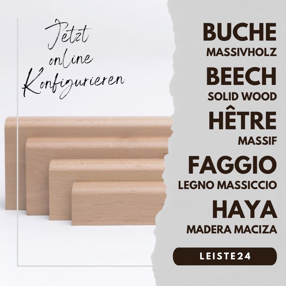 Configurateur de plinthes en bois massif Hêtre naturel