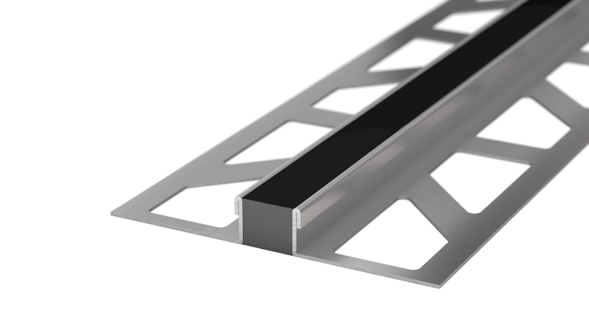 Joint de dilatation en acier inoxydable - joint EPDM - pour revêtements de 6mm - noir 2,5m