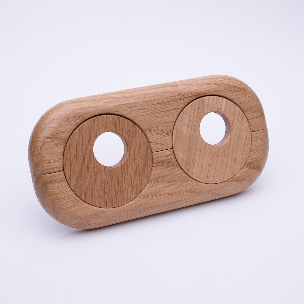 Rosette pour radiateurs en bois véritable sur des tubes d'un diamètre de 22 mm chêne