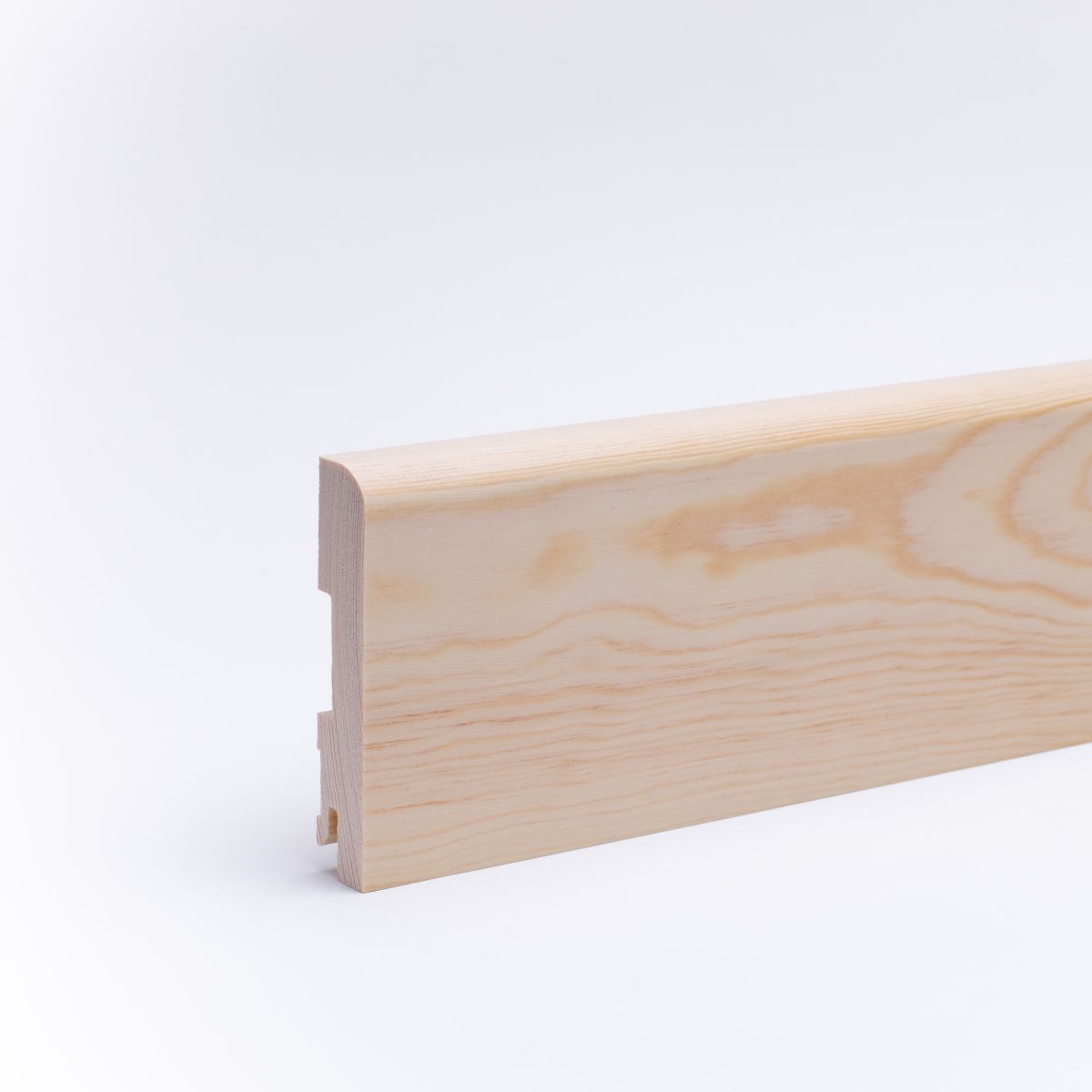 Plinthe en bois véritable avec arrondi bord avant 120mm pin huilé