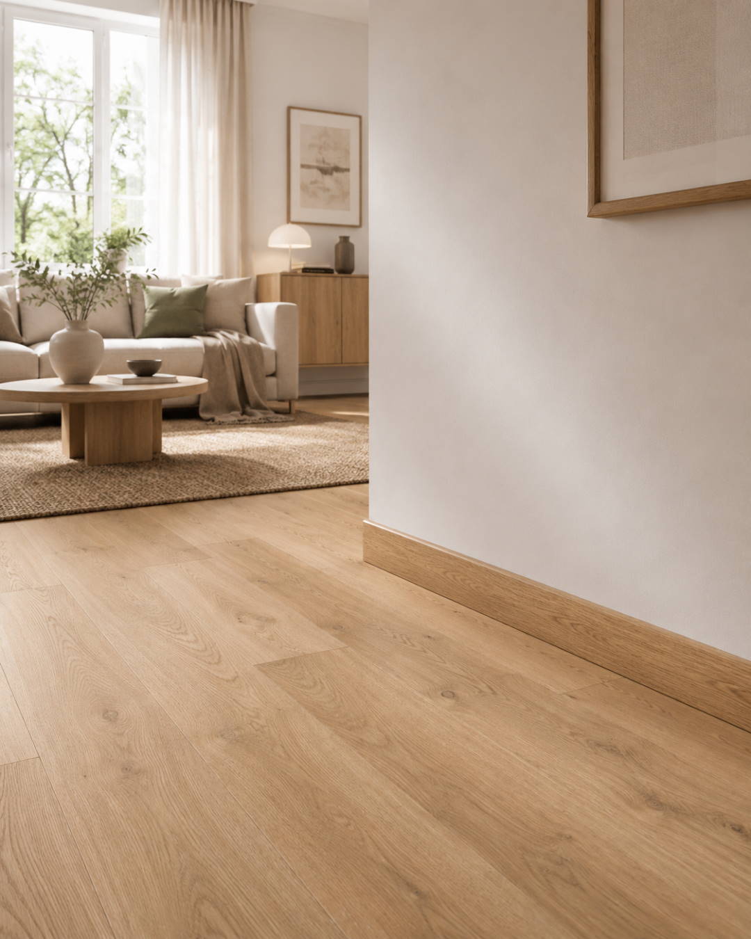 Rodapié con acabado tipo madera 60 mm, roble claro