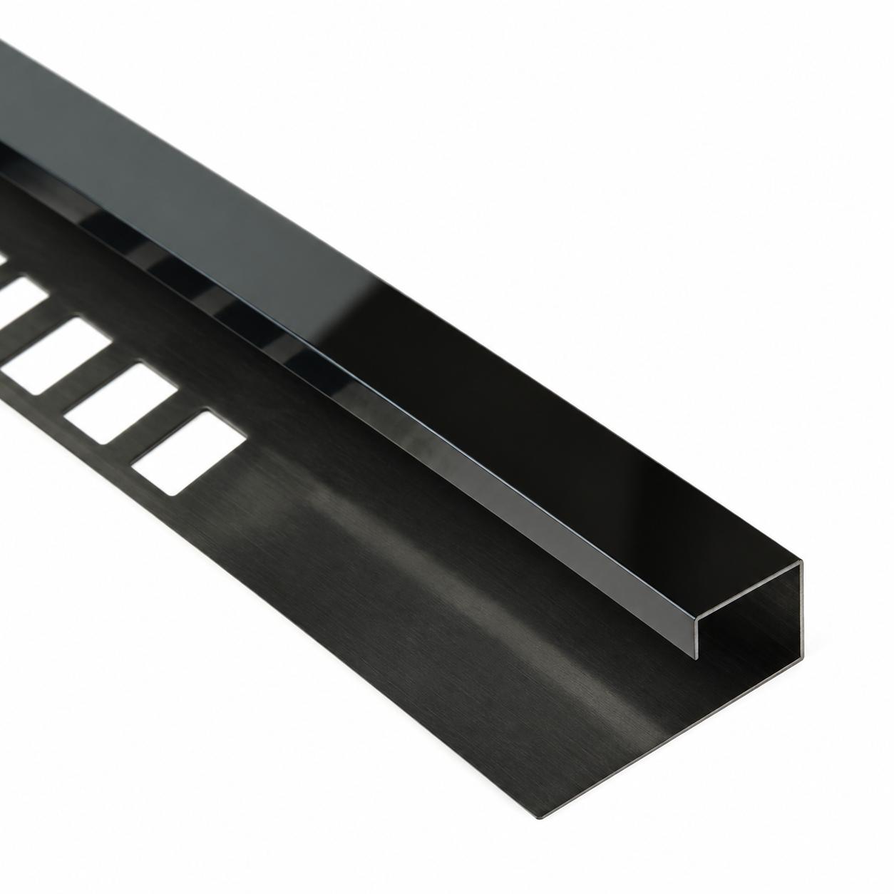 Perfil cuadrado de acero inoxidable «tipo Q» de 12 mm con ranura – Negro brillante