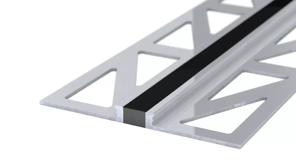 Aluminium-Dehnfugenprofil - EPDM-Fuge - für 3mm Beläge - Schwarz 2,5m