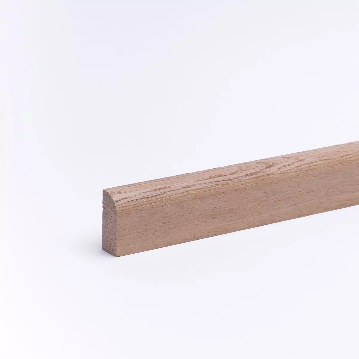 30 lfm Leiste massiv Eiche 35 x 15mm mit abgerundeter Vorderkante lackiert
