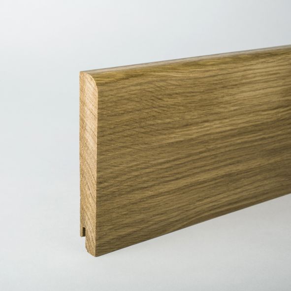 Plinthe en bois véritable avec arrondi bord avant 120mm chêne laqué