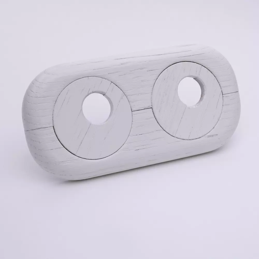 Echtholz-Doppelheizkörperrosette Eiche, Weiß lackiert 22 mm