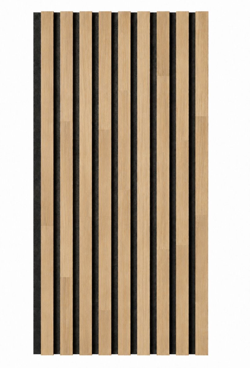 Panel acústico de madera maciza Acoustic+ Negro 2600 x 400 mm - Roble natural - Light Ivory