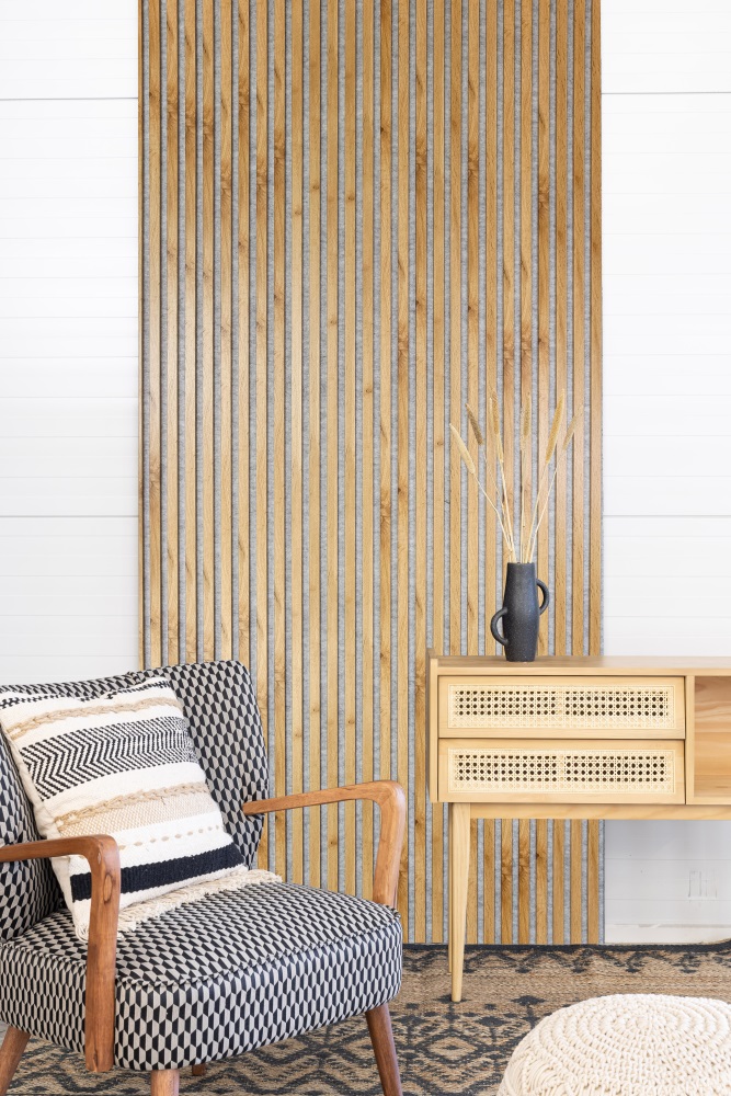 Acoustic+ Akustikpaneel Wildeiche 2600 x 400 mm - Akustikfilz Grau