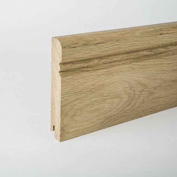 Plinthe en bois véritable profil Vieux Rhin 120mm chêne naturel