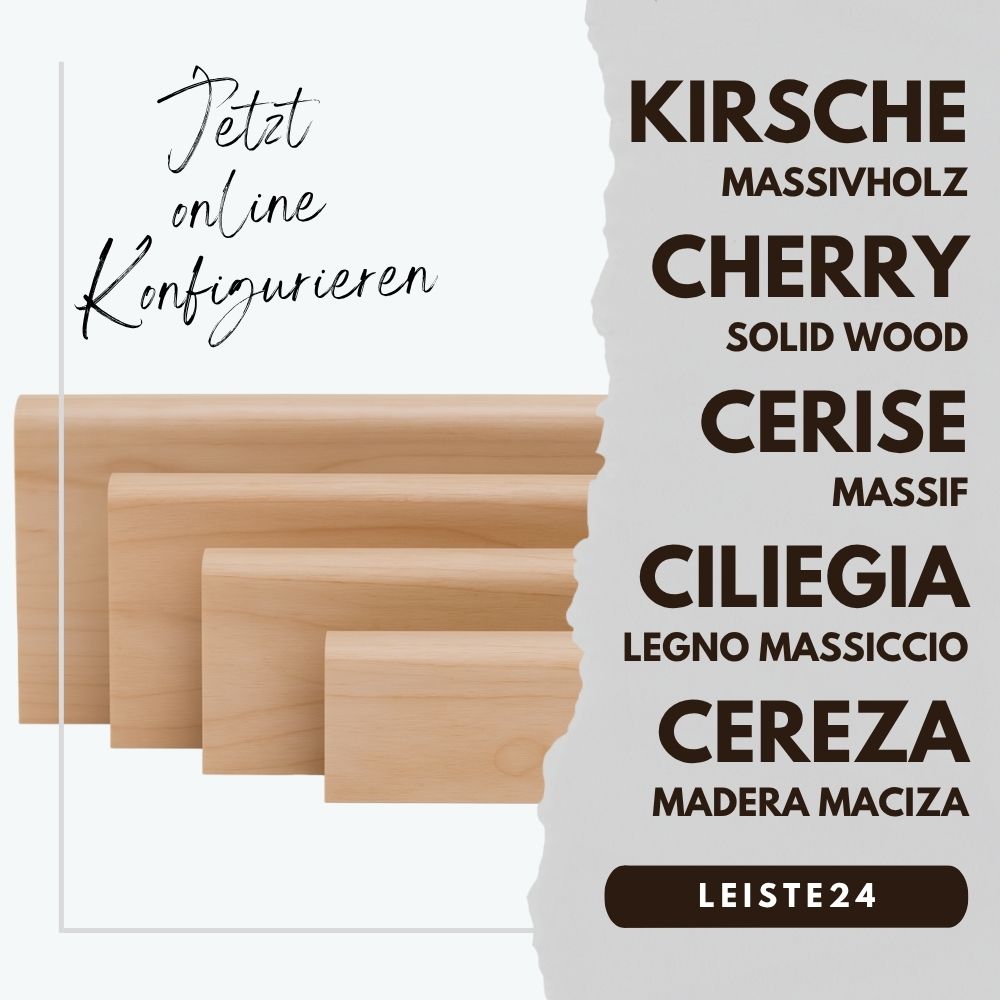 Configurateur de plinthes en bois massif Cerisier