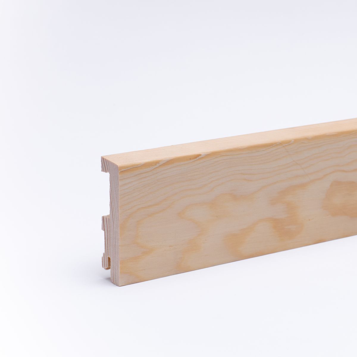 Plinthe en bois véritable avec à bord biseauté 80 mm pin huilé