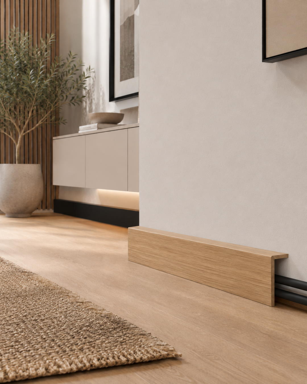 Copertura tubi del riscaldamento, battiscopa copritubi 120 mm – Effetto rovere naturale
