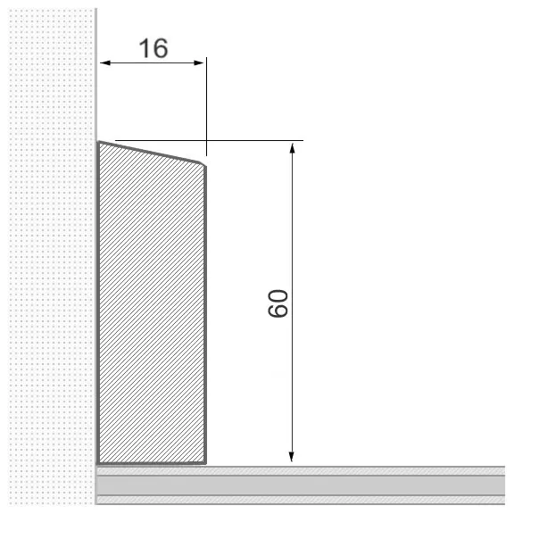 Massivholz-Sockelleiste 60x16mm abgeschrägt - Eiche roh