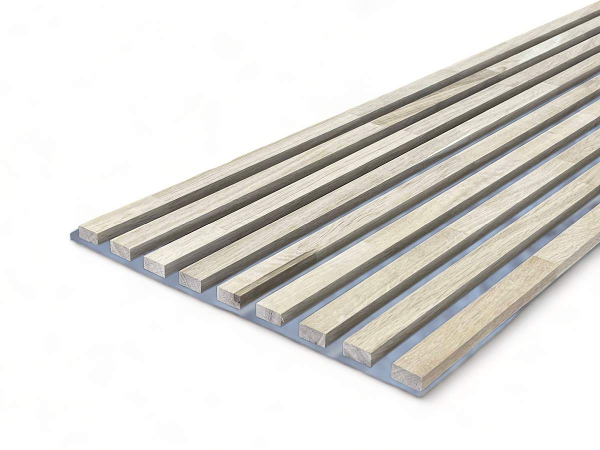 Panneaux acoustiques gris en bois massif 2600 x 400 mm chêne naturel - non traité