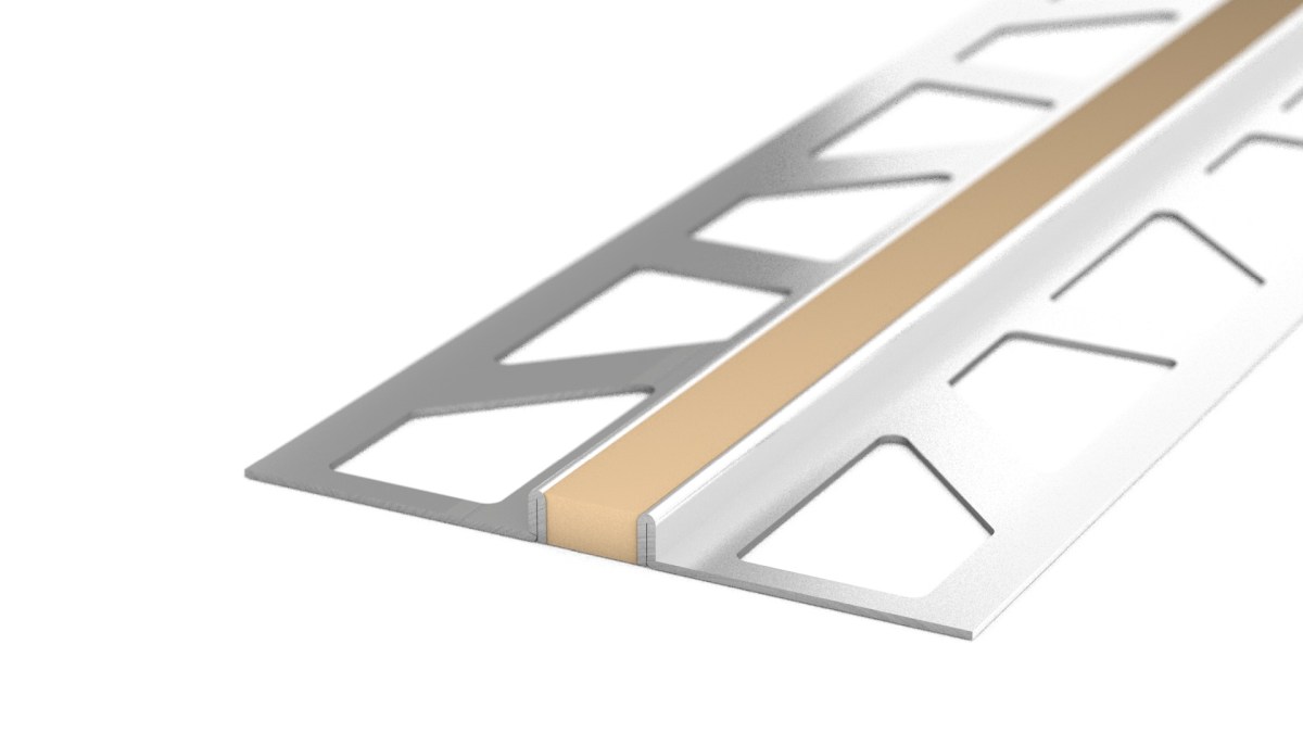 Joint de dilatation en acier inoxydable - joint en silicone - pour revêtements de 3mm - beige 3m
