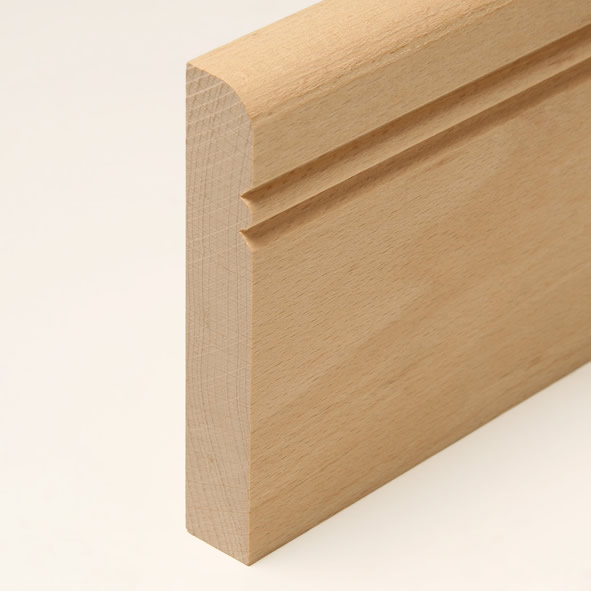 Battiscopa in legno massello con profilo altreno faggio grezzo 120mm