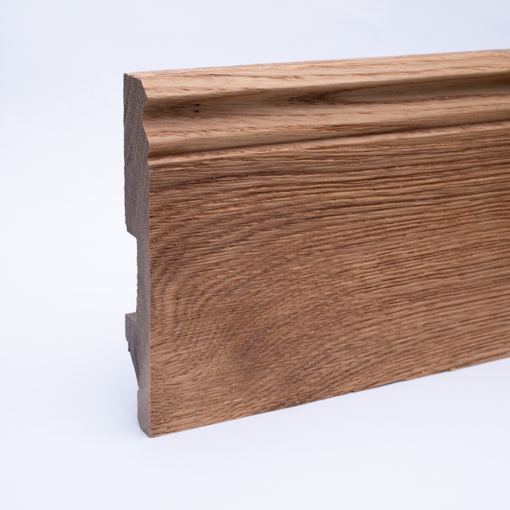 Plinthe en bois véritable profil Berlin 120mm chêne huilé