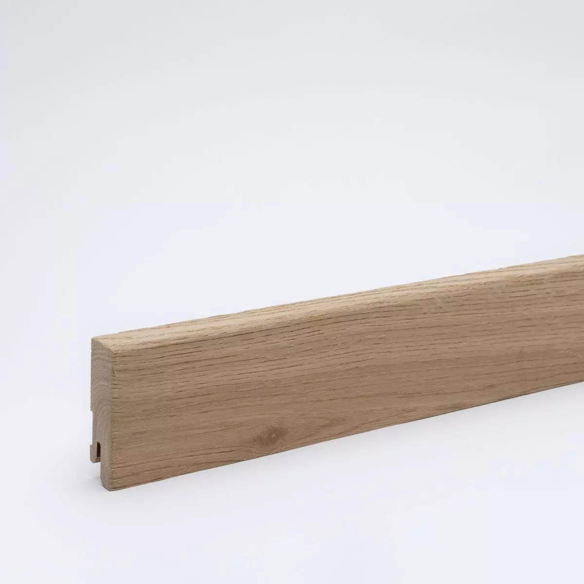 Massivholz-Sockelleiste 60mm gefaste Vorderkante - Eiche gebürstet roh