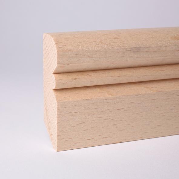 Plinthe en bois véritable profil Vieux Rhin 80mm hêtre naturel