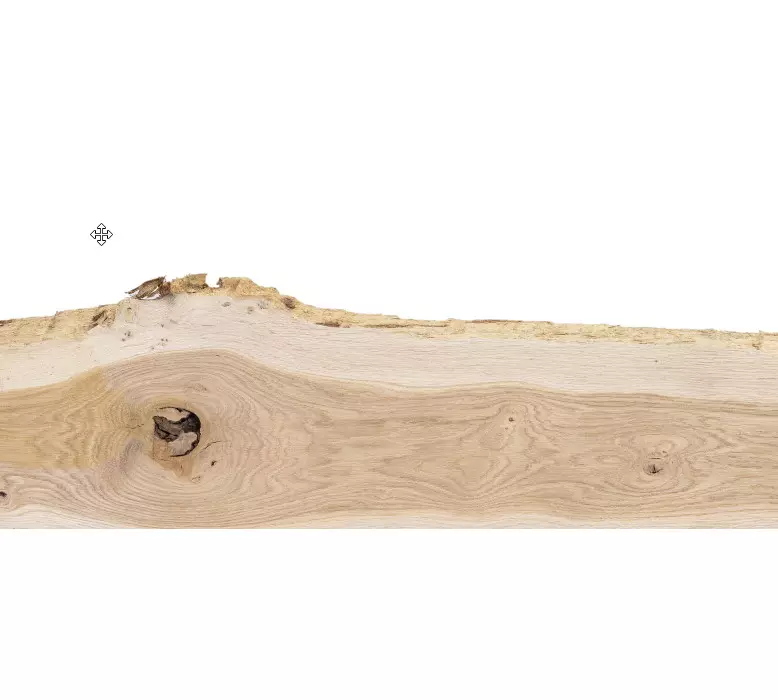 Massivholz Eiche 35 x 18-25 cm - mit Baumkante, besäumt und entrindet - unbehandelt