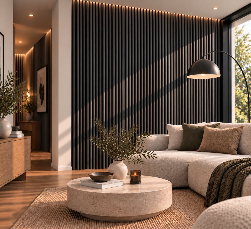 Pannello acustico WAVE 2600 x 400 mm - Feltro acustico nero - Black