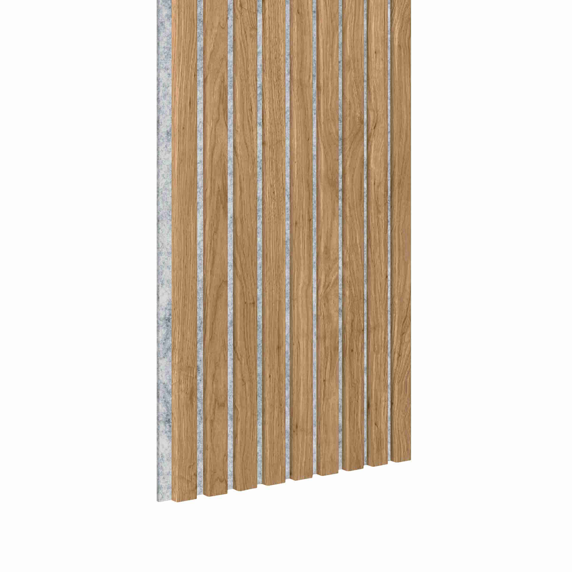 Panel acústico Acoustic+ Roble natural 3000 x 400 mm - Fieltro acústico gris