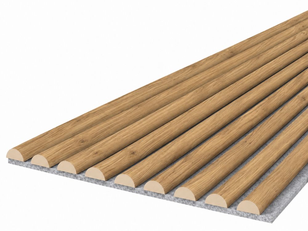 Pannello acustico WAVE 2600 x 400 mm - Feltro acustico grigio - Oak natural