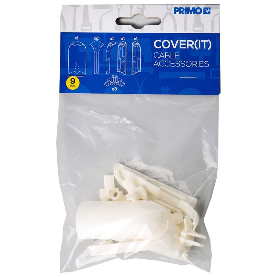 Kit d'accessoires pour plinthe avec goulotte de câbles 15 x 65 mm