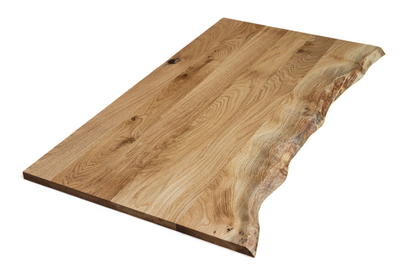 Planche de chêne 22 mm rustique bord d'arbre d'un côté - lamelles continues