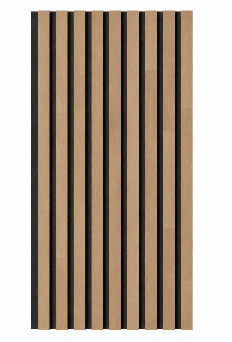 Panel acústico de madera maciza Acoustic+ negro 2600 x 400 mm - Roble natural - Ash Grey