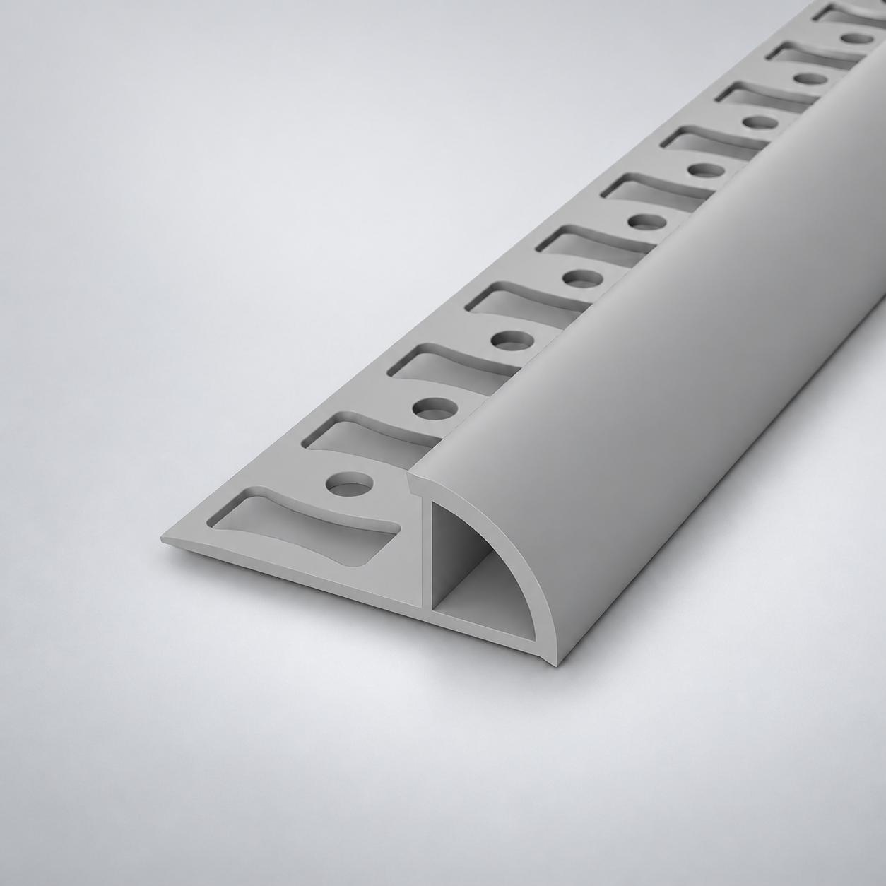Profilo triangolare in PVC per piastrelle  a quarto di tondo 10mm grigio