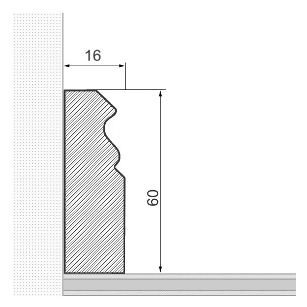 Plinthe en bois massif 60x16mm Profil berlinois - chêne brut