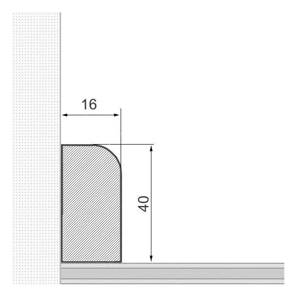 Massivholz-Sockelleiste 40x16mm abgerundet - Eiche geölt
