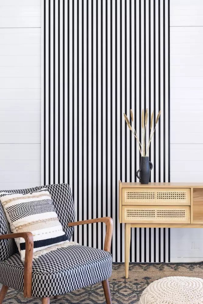 Akustikpaneel 2400 x 600 mm Eiche Vintage - Akustikfilz  Schwarz - Wandverkleidung