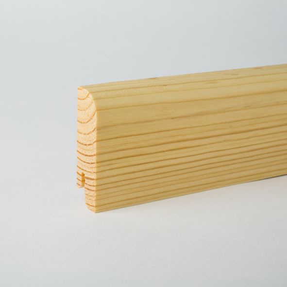 Plinthe en bois véritable avec arrondi bord avant 80mm pin huilé