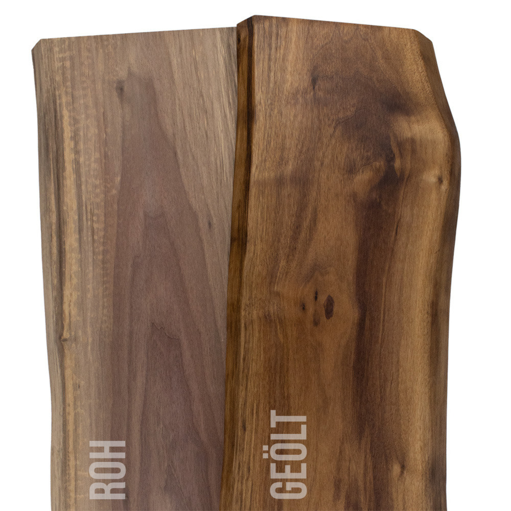 Plaque d'arbre, Noyer 25 mm massif avec chant en forme d'arbre - 25 - 30 cm