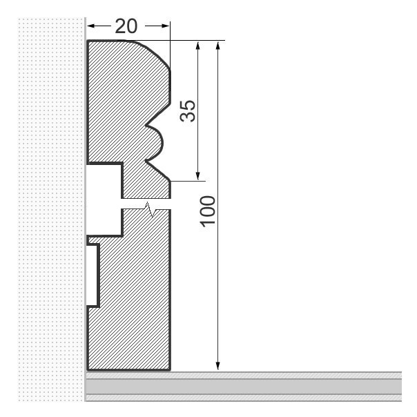 Battiscopa in legno massello con profilo altreno faggio grezzo 120mm