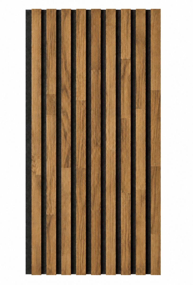 Panel acústico de madera maciza Acoustic+ Negro 2600 x 400 mm - Roble natural - Terra Brown