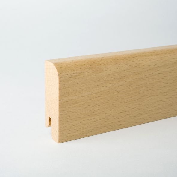 Plinthe en bois véritable avec arrondi bord avant 80mm hêtre laqué