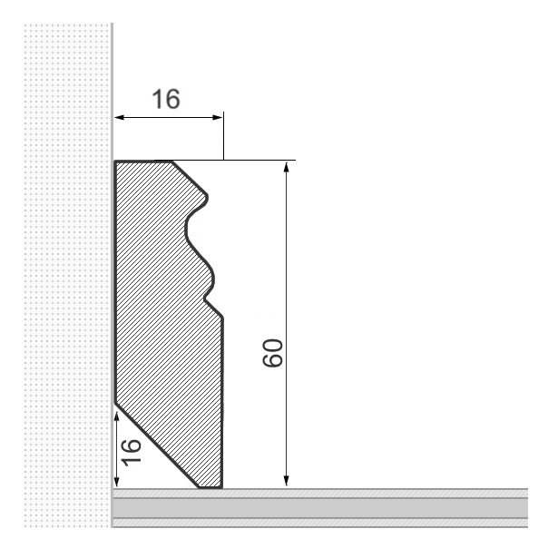 Plinthe en bois massif 60x16mm Profil berlinois - chêne brut