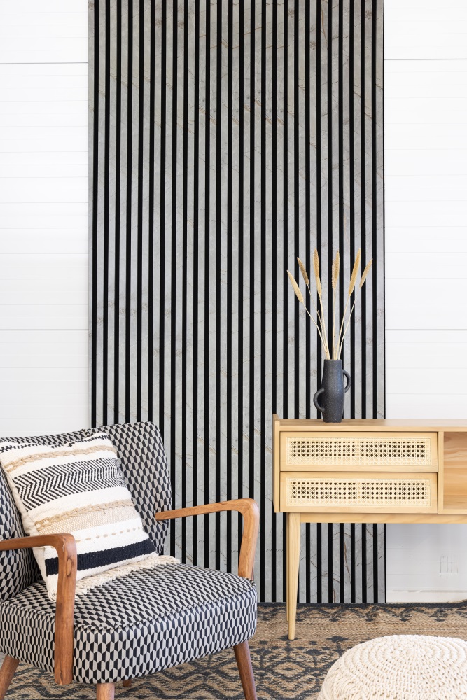 Acoustic+ Akustikpaneel Golden Stone 2400 x 600 mm - Akustikfilz Schwarz